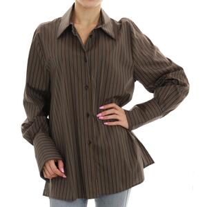 CAMICIA A RIGHE MARRONE